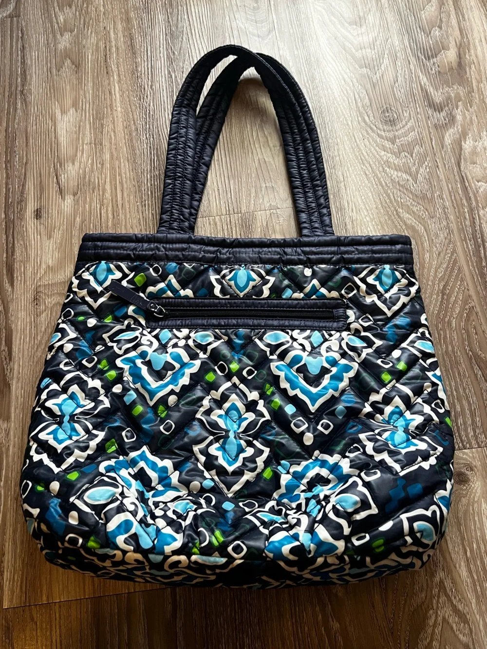 Navy and Ink Blue Reversible Vera Bradley Quilted Tote Bag